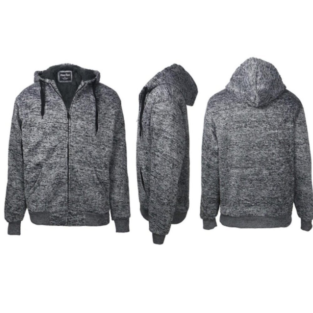 Men’s Marled & Solid Soft Sherpa Zip Up Hoody